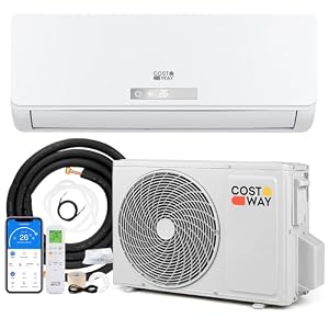 COSTWAY Klimaanlage Split 12000BTU, 3,4kW Inverter Klimagerät leise mit Heizfunktion, WiFi & App & R32 Kältemittel, Klimasplittgeräte inkl. Montagematerial, Air Conditioner