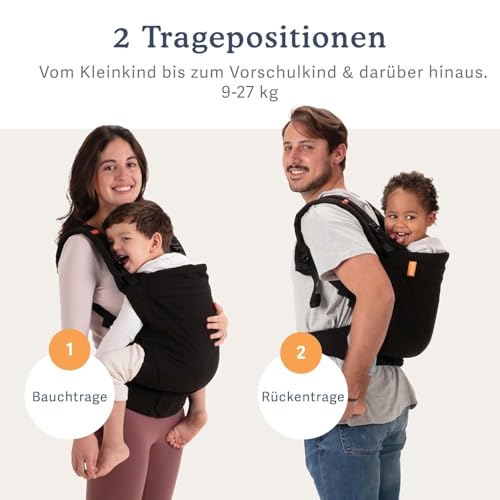 Beco-Toddler-Babytrage-Kindertrage-9-27-kg-100-Baumwoll-Trage-Kleinkind-Leicht-Atmungsaktiv-Huftfreundlich-mit-2-Tragepositionen-Bauchtrage-Ruckentrage-Schwarz | Dealmeister.io Alt tag für bilder post titel