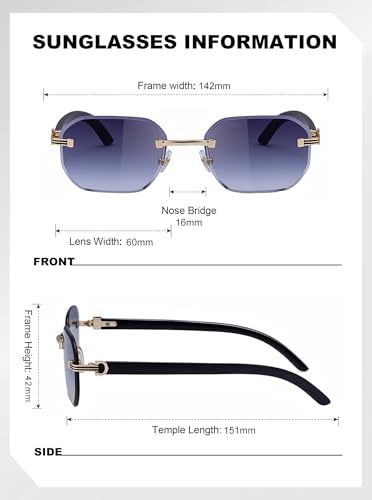Image of Rimless Sunglasses for Men&Women with Narrow Face Fashion Frameless Shades(3050)