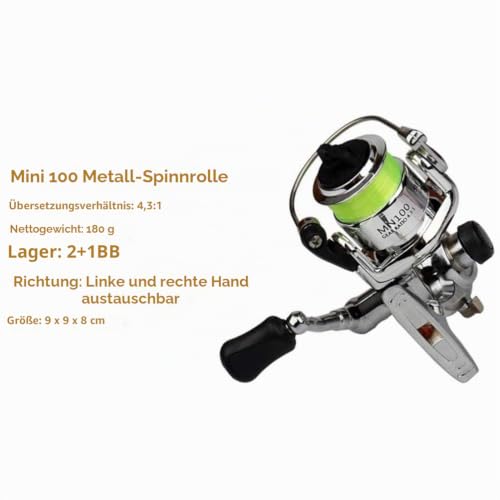 QUEENBAR Leikance Eis-Angelrute Boot Winter Angelrute mit Spinn-Angelrolle Angelausrüstung Set Tragbare Angelausrüstung