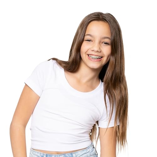 Girls Seamless Short Sleeve Shirt – Soft Cute and Comfy Basics for Everyday Style Girls Shirt One Size (10-14)