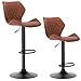 Produktbild WOLTU Barhocker BH96br-2 2er Set Barstuhl Tresenhocker Bistrohocker Designer Hocker mit Rückenlehne, Kunstleder in Antiklederoptik höhenverstellbar drehbar Stahl Braun