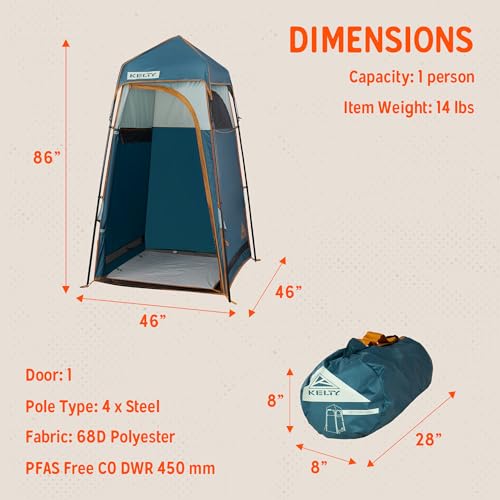 Kelty Discovery H2GO Privacy Shelter, Ducha portátil y refugio para cambiarse, entrada con cremallera, estructura de acero, autoportante miniatura 3