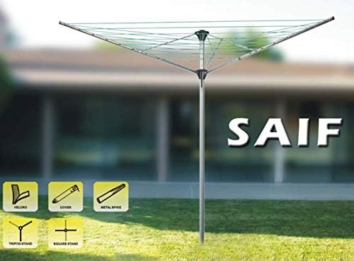 30m 3-Arms Rotary Garden Washing Line Clothes Airer Dryer Pole Powder Coated Steel Folding Laundry outdoor Support prop Airer Tree umbrella system