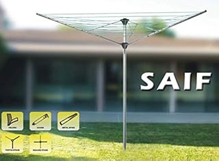 30m 3-Arms Rotary Garden Washing Line Clothes Airer Dryer Pole Powder Coated Steel Folding Laundry outdoor Support prop Airer Tree umbrella system