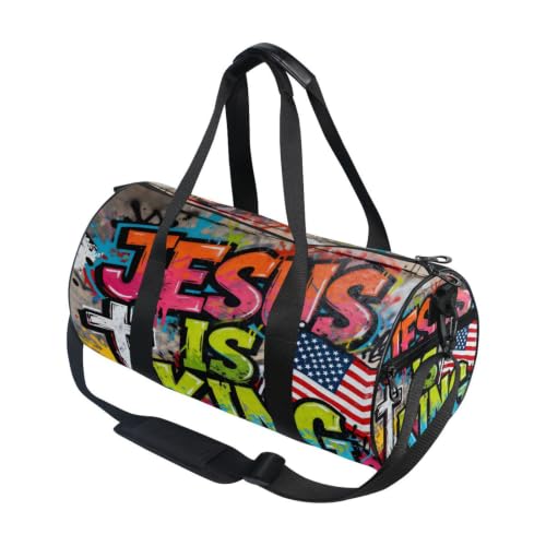 Bolsa de lona para viajes y deportes unisex con diseño impreso de Jesús es el rey