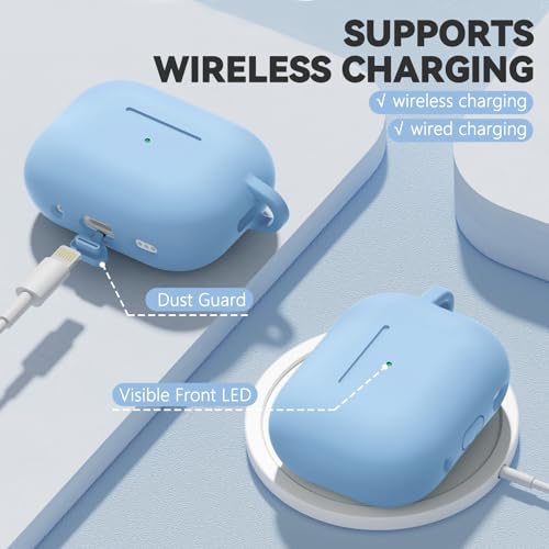 Image of Ljusmicker for AirPods Pro 3 Case 2025 with Cleaner Kit,Soft Silicone Protective Cover for Apple AirPods Pro 3rd Generation Cases for Women Men,for AirPod Pro 3 Cover with Keychain-Magnetic Sky Blue