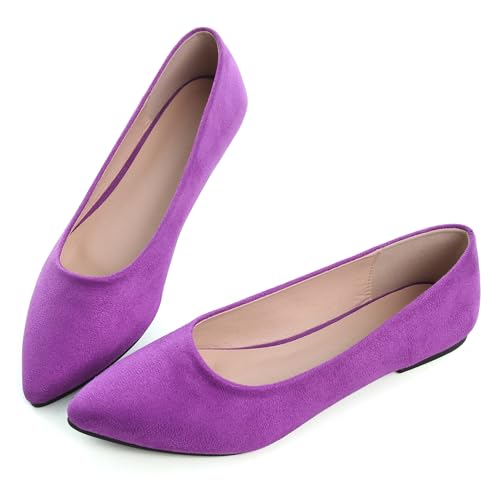 Image of Dear Time Women's Pointed Toe Ballet Flats Simple Casual Office Work Flats Slip-on Comfortable Shoes