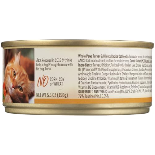 Image of Whole Paws, Grain-Free Wet Cat Food, Turkey & Giblets Loaf Recipe, 5.5 Ounce