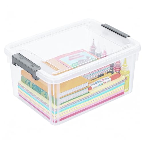 Citylife 17 QT Plastic Storage Bins with Latching Lids Stackable Storage Containers for Organizing Large Clear Storage Box for Garage, Craft, Toys, Closet, Home, 1 Packs 1 Pack-17QT-N