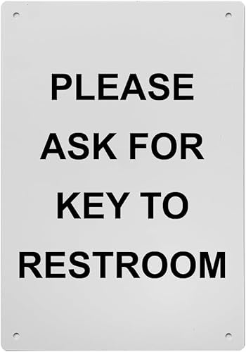 Restroom Key Request OSHA Compliant Sign 8"x12", Weatherproof Plastic Plaque,