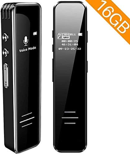 16GB Digital Voice Activated Recorder, Mini MP3, Black