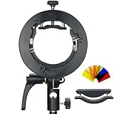 Godox S2 Speedlite Bracket Bowens Mount Holder for Speedlite Flash Snoot Softbox Honeycomb Reflector Umbrella(Godox S-Type Upgrade Version)