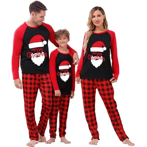 Boboking Women Christmas Pajamas Family Matching Sleepwear Couple Set L Black Cover