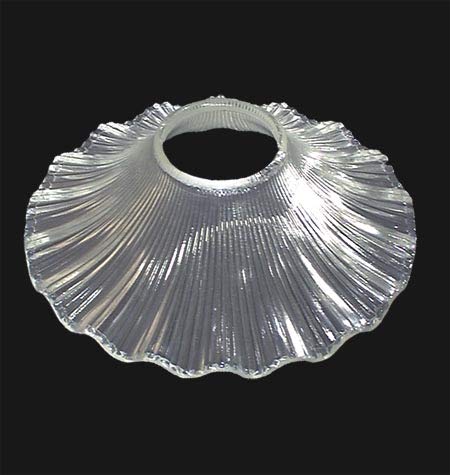 Image of B&P Lamp American Made Clear Pressed Glass Petticoat Shade, 7-1 /2 Inch Diameter, Fits Over Chimney, 2-1 /16 Inch Inside Diameter