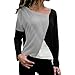 Produktbild IZHH Frauen/Damen Mode Lange Ärmel Shirt Patchwork O-Ausschnitt Tops Kostüm Oberteile Einfach Sweater Lose Pullover Täglich Büro Party Beiläufig Tuniken Bluse Herbst Winter 2018