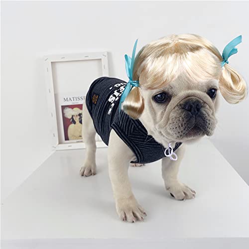 YAODHAOD Dog Wig, Funny Synthetic Wig, Puppy and Kitten Hair Costumes, Suitable for Small Cats and Dogs (Golden braid) - Image 4