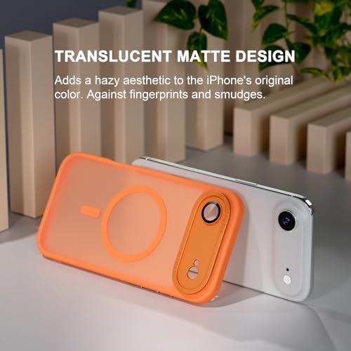 Misea Magnetic for iPhone 17 Air Case Compatible with MagSafe [Military Grade Drop Protection] Full Camera Lens Protector Translucent Matte Phone Case for Women Girls 6.5 inch, Orange - image 4