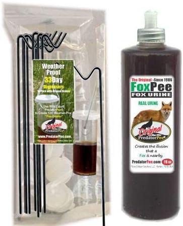 PredatorPee Original Fox Urine - Territorial Marking Scent - 16oz Bottle Combo with 33 Day Dispensers