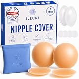ILLURE® Pezoneras Adhesivas Invisibles (4 pares) Pezoneras Silicona Hipoalergénico para Mujer con protector piel sensible- Cubre pezones reutilizables y invisibles- Tapa Pezones Adhesivos Silicona 8cm