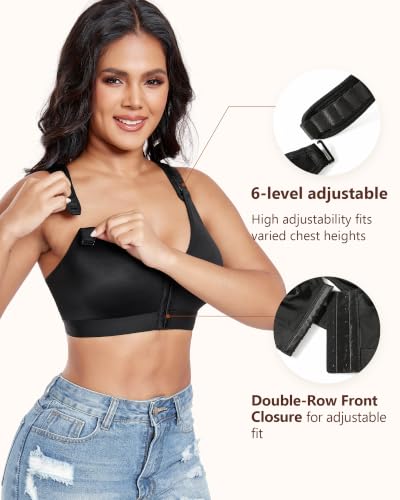 Image of Lemorosy Women's Front Closure Posture Support Wireless Bra | Back Smoothing, Non Padded, Full Coverage, Comfortable