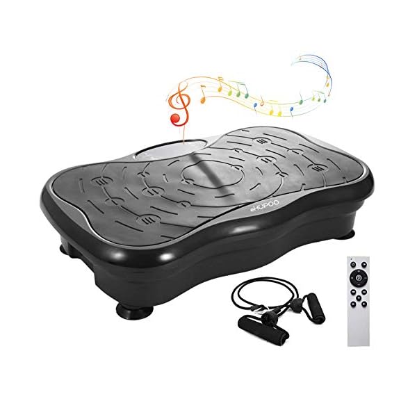 eHUPOO Vibration Plate Exercise Machine,Whole Body Vibration Platform Machine for Weight Loss,Shaping,Toning.Vibrating Weight Loss Home Gym Fitness Workout Equipment with Resistance Bands.Black