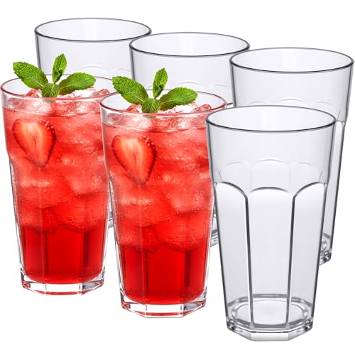 Amazing Abby - Affinity - 28-Ounce Plastic Tumblers (Set of 6), Plastic Drinking Glasses, All-Clear Reusable Cups, Stackable, BPA-Free, Shatter-Proof, Dishwasher-Safe - Thumbnail 6