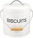 Home Basics Biscuits Tin Canister,Retro Style Airtight Metal Biscuit Tin with Handle, Cookies Storage Tin or Candy Box White