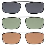 Eyekepper Grey/Brown/G15 Lens 3-pack Clip-on Polarized Sunglasses 54x34MM