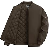 TACAVSEN ボンバージャケット メンズ 薄手 フルジップ 軽量 ハイキングジャンパー スタジャン ゴルフ バイク カジュアルウエア 撥水加工 秋 無地 カッコいい ダックカーキ XL