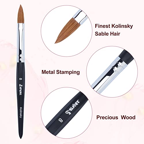 Brushes Acrylic Nail Yihuale 100% Kolinsky Sable Hair, Ergonomic Six Angle Handles Brush Professional Uv Gel Nail Art Tool For Acrylic Application Manicure Powder Pedicure Black Handle (Size #8) #TOP2