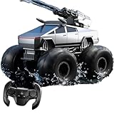 Quavva Voiture de cascade radiocommandée amphibie 4WD à l'échelle 1:12 avec fonction de pulvérisation d'eau – Véhicule tout terrain tout terrain, télécommande 2,4 G, rotation à 360°, batterie