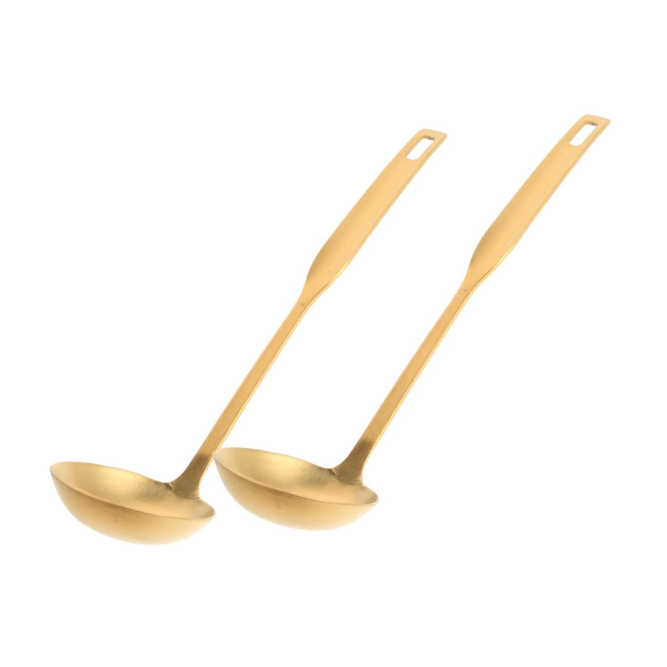 2pcs Stainless Steel Soup Ladle Heavy Duty Cooking Utensils for Soups Stews Hot Pot with Ergonomic Grip Reinforced Design Easy to Clean Kitchen Serving Spoons