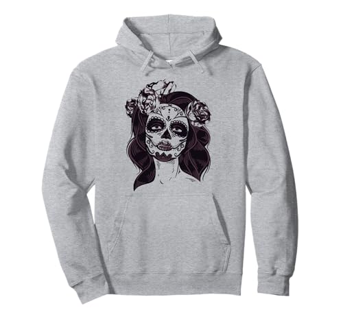 De Los Muertos La Catrina Giorno dei Morti Sugar Skull Women Felpa con Cappuccio