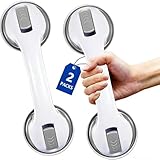 Haltegriffe für Senioren 2 Stück, MAX 110 KG Haltegriff Dusche mit Starkem Halt Saugnapfgriff, 30 CM haltegriff mit saugnapf, Badewannengriff ohne Bohren, Grau