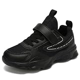 EGMPDA Kids Sneakers Boys Girls Running Tennis Shoes Walking School Sport Lightweight Casual Breathable for Little/Big Kid Black Size US 2.5