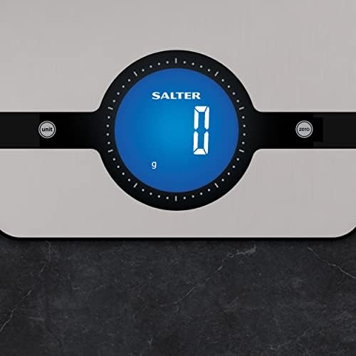 Salter 1240 SSDR Geo Digital Kitchen Scales, Electronic Food Weighing, Stainless Steel Cooking Scale, LCD Display, Touch-Sensitive, Add & Weigh, Easy Clean, Imperial/Metric, Silver