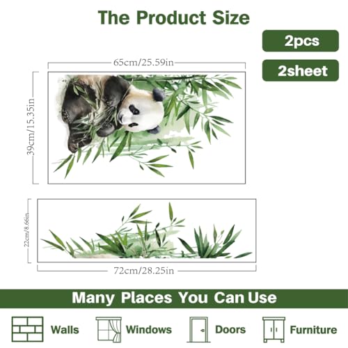 Vinilo Decorativo Panda Acuarela Bamboo Verde PLIGREAT miniatura 6