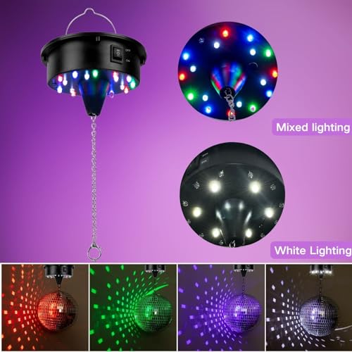 Moteur rotatif pour boule miroir disco télécommandé avec éclairage LED RVBW