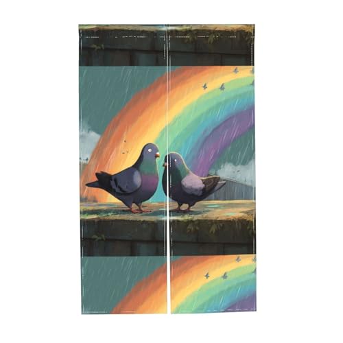 Cortina de puerta para baño de 86x142 cm: oculta el interior con dos paneles de arcoíris 8