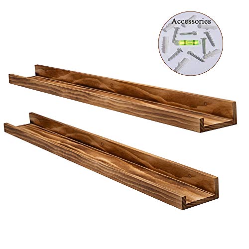image for AZSKY Rustic Wood Floating Shelves for Nursery Books Long Wall Bookshe