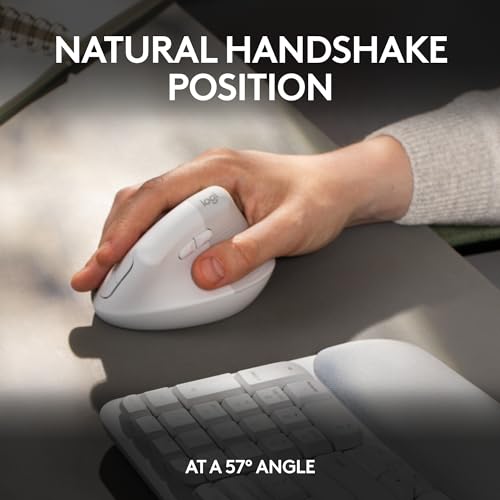 Image of Logitech Wave Keys & Lift Vertical Mouse - Ergonomic Bundle - Wireless Keyboard with Cushioned Palm Rest & Vertical Wireless Mouse - Easy-Switch, Bluetooth, for Multi-OS, Windows /Mac - Off White