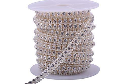 Kaoyoo 10 Yards Rhinestone Beaded Chain Trim With Ivory Pearl For Wedding Decoration,Diy,Craft, Sewing On Clothing #TOP5