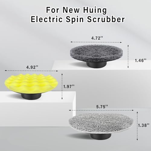 Image of New Huing Brush Head 5 Pack, Replaceable Brush Heads for Spin Scrubber, Cordless Spin Scrubber for Bathroom Floor Car Tile Stove