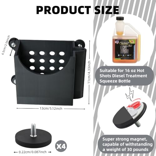 Image of Magnetic Diesel Additive Holder, Removable Spill Free, Universal Fit Automotive Organizer for Hot Shots Diesel Fuel Additive, Fit for Hot Shots Diesel Additive 16 oz (A)