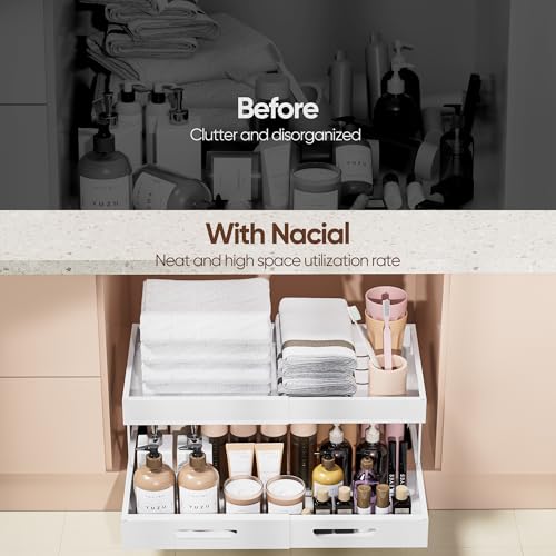 Nacial 2 Tier Pull Out Cabinet Organizer Expandable 12 3 20 7 W White - image 2