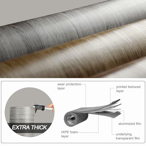 Image of Oxdigi Peel and Stick Vinyl Flooring Roll 23 inchx 118 inch /19 Sq.Ft, Thicken Self Adhesive Vinyl Floor Tiles Wood Plank Flooring Waterproof Wear-Resistant for Any Room, Easy DIY Floor Coverings, Grey Wood
