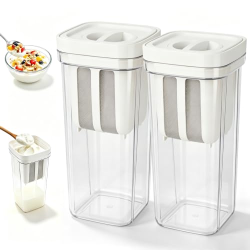 2 coladores de yogur con tapa y material de filtro de acero inoxidable