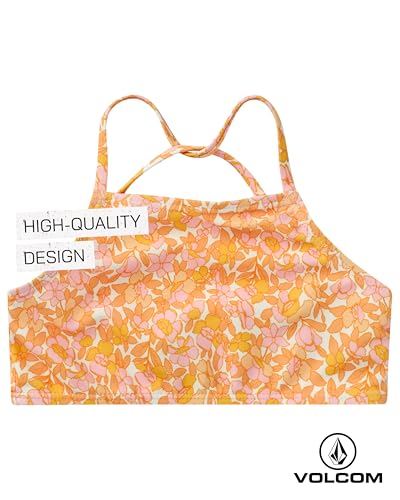 Volcom Girls' Swimsuit Set - 3 Piece UPF50+ High Neck Bikini Top, Bikini Bottom and Matching Swim Shorts for Girls (2T-16)4