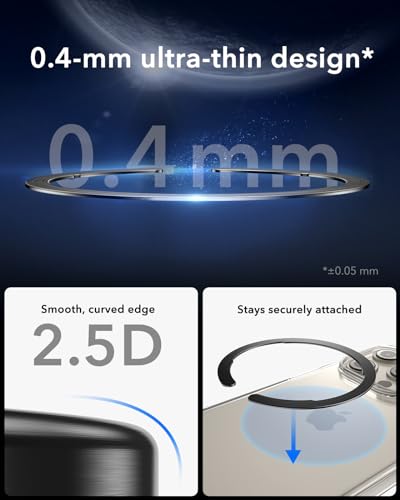 ESR for MagSafe Sticker, MagSafe Ring Magnet, Magnetic Metal Ring for Phone case, Universal Magnetic Kit for iPhone 17/16e/16/15/14/13/12/11/X, Samsung, Google and More, 4 Pack, Black and Silver
